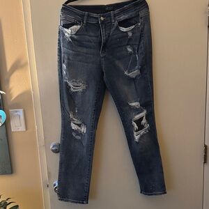 Judy Blue Dark Distressed Boyfriend Jeans